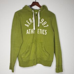 Aeropostale Womens Green Athletics 1987 Pullover Hoodie Size S Y2K Preppy Logo